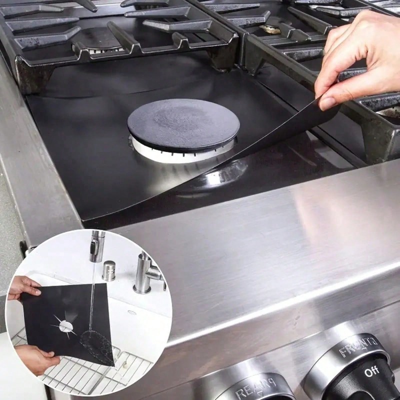 Commercial Kitchen Burner - 2/4/6/8 Stuks Gasfornuisbeschermer Kookplaatbeschermer Reinigingsmat Pad