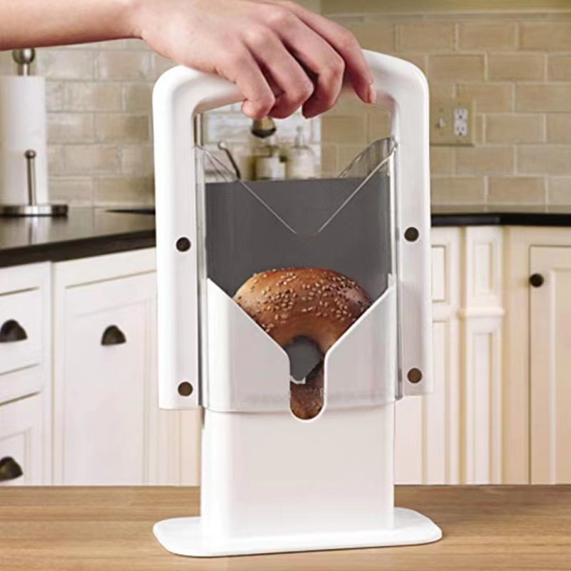 Commercial Bread Slicer - Bagelsnijder met veiligheidsgreep Huishoudelijke Bagelsnijder Roestvrijstalen
