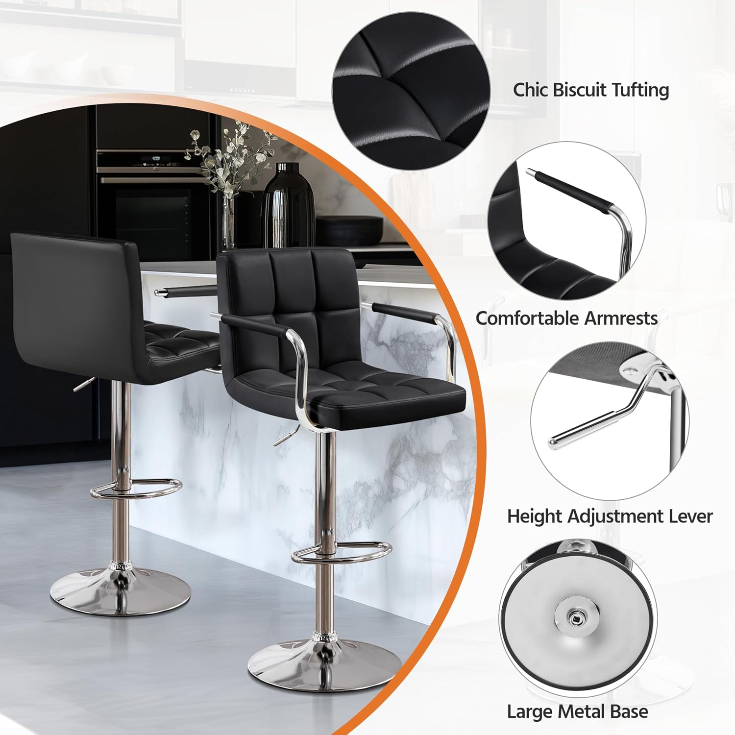 Barstoelen set van 2, PU-leer  - Commercial Kitchen Island recensie en prijs